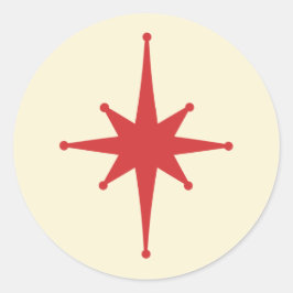 Modern Retro-stjärna i mitten av århundradet i röt Runt Klistermärke