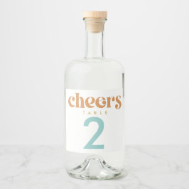 Modern Retro Strandbröllop Bordnummer Spritflaskor Etikett