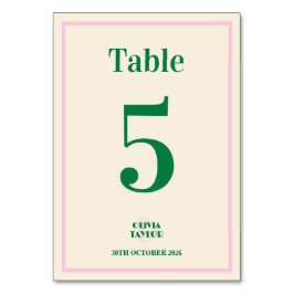 Modern Retro Striped  Wedding Information  Bordsnummer