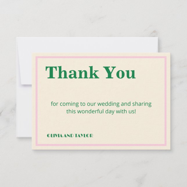 Modern Retro Striped  Wedding Information  Tack Kort (Framsida)