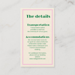 Modern Retro Striped  Wedding Information  Visitkort