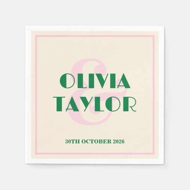 Modern Retro Striped Wedding Invitation Pappersservett (Framsidan)