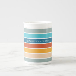 Modern Retro Sunset Rand Personlig Benporslin Mugg