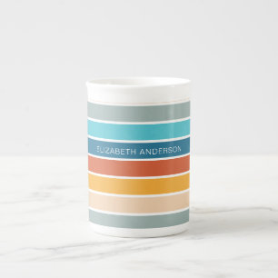 Modern Retro Sunset Rand Personlig Benporslin Mugg