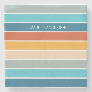 Modern Retro Sunset Rand Personlig Stenunderlägg
