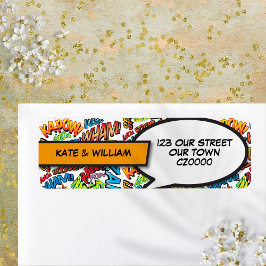 Modern Retro Superthea Tecknad Bok Returadress Etikett