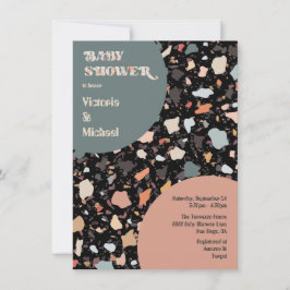 Modern Retro Terrazzo Baby Shower Inbjudningar