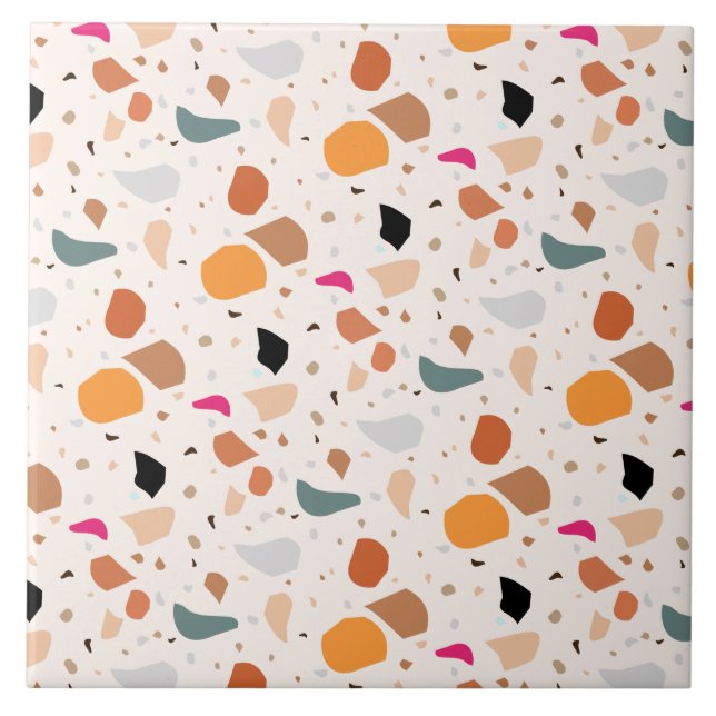 Modern Retro Terrazzo Colorful Mönster Kakelplatta (Framsidan)