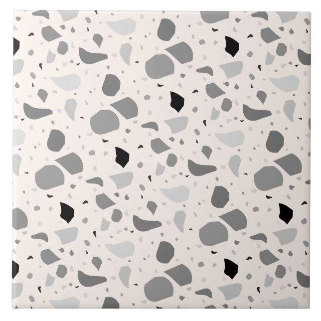 Modern Retro Terrazzo Monokrome Mönster Kakelplatta (Framsidan)