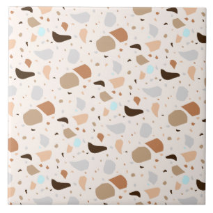 Modern Retro Terrazzo Stone Blue Brown Mix Mönste Kakelplatta