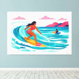 Modern retro tropisk surf 02 canvastryck