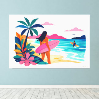 Modern retro tropisk surf 03 canvastryck