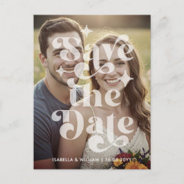 Modern Retro Type Photo Wedding Save The Date Meddelande Vykort