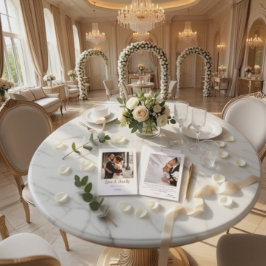 Modern Retro Typography Faux Gold Photo Wedding Tack Kort