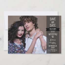 Modern Retro Typography Photo Save Date Spara Datumet