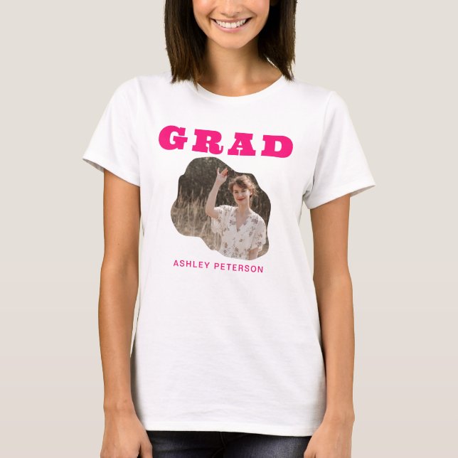 Modern Retro Typography Shock rosa Photo Studenten T Shirt (Framsida)