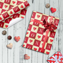 Modern Retro Valentine Red Hearts XO Checks