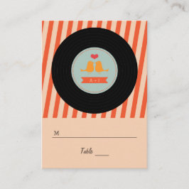 Modern Retro Vinyl Record Love birds Escort-Märkre Placeringskort