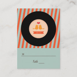 Modern Retro Vinyl Record Love birds Escort-Märkre Placeringskort