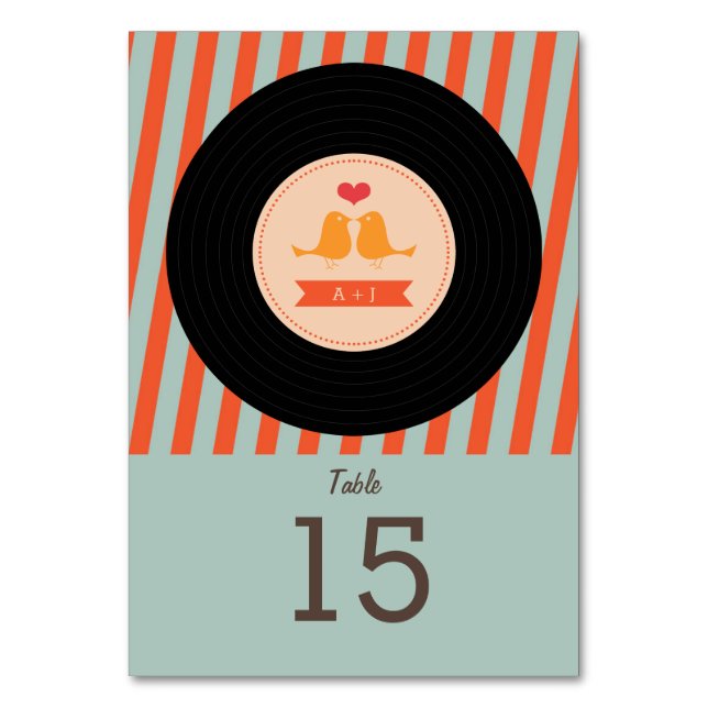 Modern Retro Vinyl Record Orange Himlar Blue Bröll Bordsnummer (Framsidan)