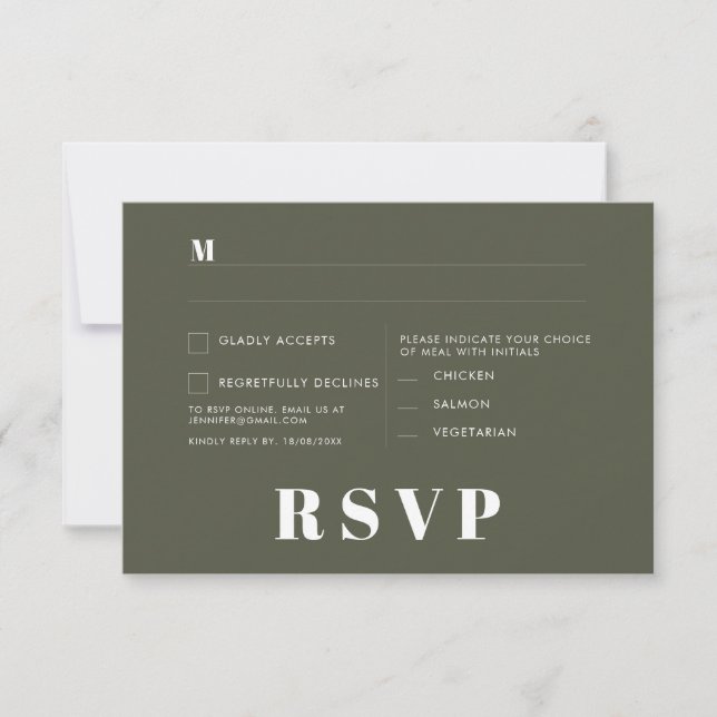 Modern Retro Vit Modern RSVP-kort Inbjudningar (Framsida)