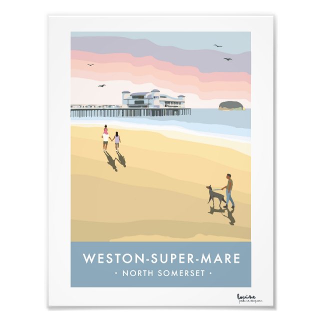 Modern Retro Weston-toppen-Mare-Poster Fototryck (Framsidan)