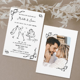 Modern Retro Whimsical Unik Hand plockade Bow-foto Inbjudningar