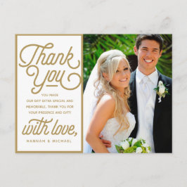 Modern Retrostil Tack För Bröllopsfoto Vykort