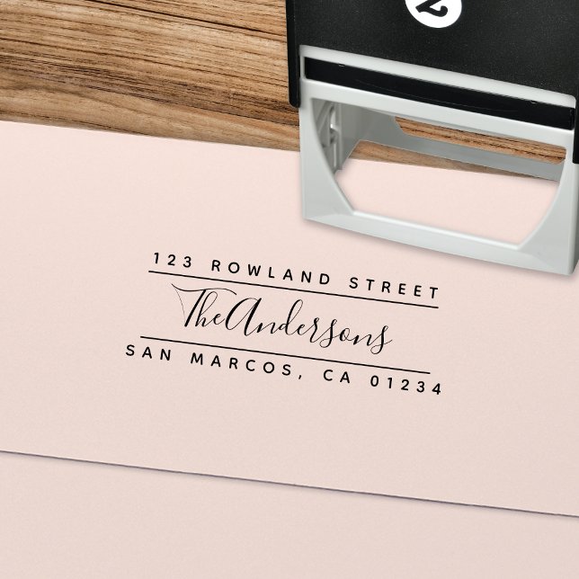 Modern Returadress för delad kalligrafi av skript Självfärgande Stämpel (Skapare uppladdad)