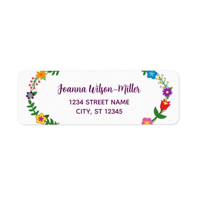 Modern Returadress för elegantens skriptblommor Etikett (Framsidan)