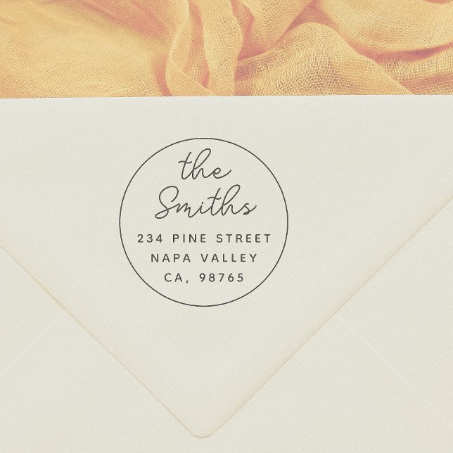 Modern Returadress för enkel skriptrunda Stämpel (Skapare uppladdad)