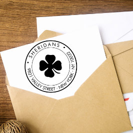 Modern Returadress för familjen Klöver i 4 Löv Självfärgande Stämpel