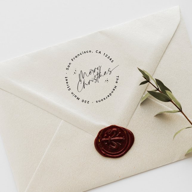 Modern Returadress för julrunda i skript Stämpel (Skapare uppladdad)