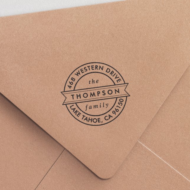 Modern Returadress för rundbanderoll Självfärgande Stämpel (Skapare uppladdad)