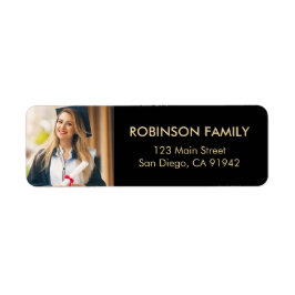 Modern Returadress för Student Photo Guld-skript Etikett