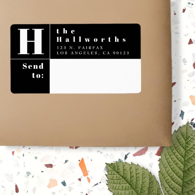 Modern Returadress för svart och vitt block Fraktsedel (Skapare uppladdad)