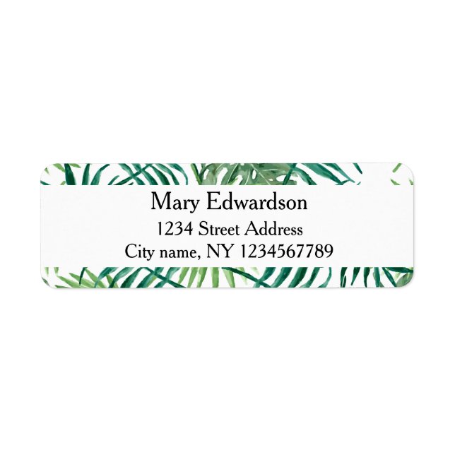 Modern returadress för tropiska löv returadress etikett (Framsidan)