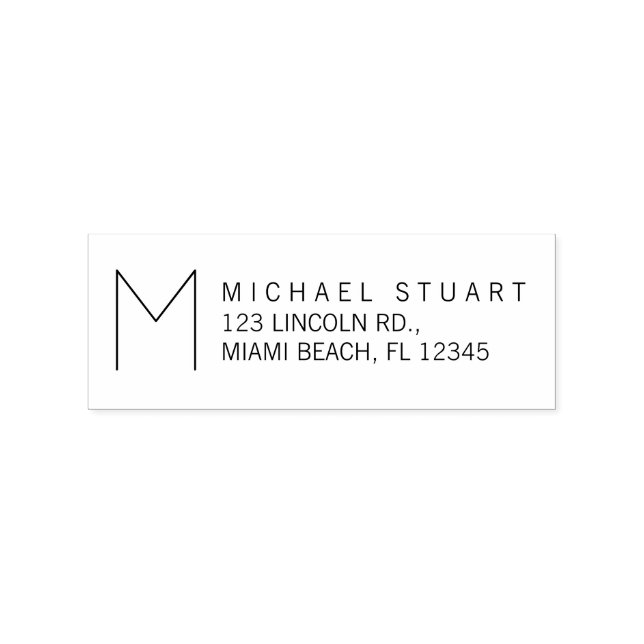 Modern Returadress med Monogram Stämpel (Tryck)