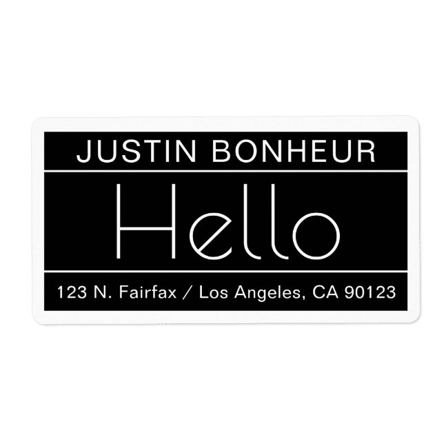 Modern Returadress med ord "Hej", svartvitt Fraktsedel (Framsidan)