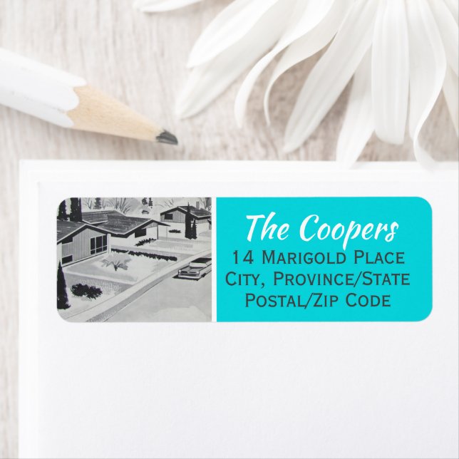 Modern returadressetikett för Mid Century Returadress Etikett (Insitu)