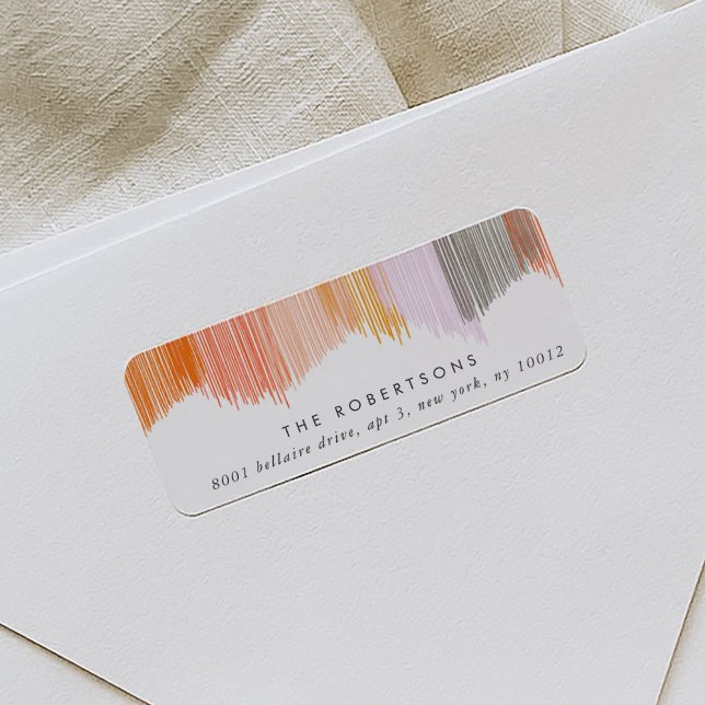 Modern Returetiketter i Fringe Returadress Etikett (Pink modern fringe return address labels.)