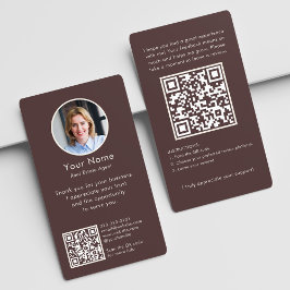 Modern Review Request with QR Code And Photo Boho Visitkort