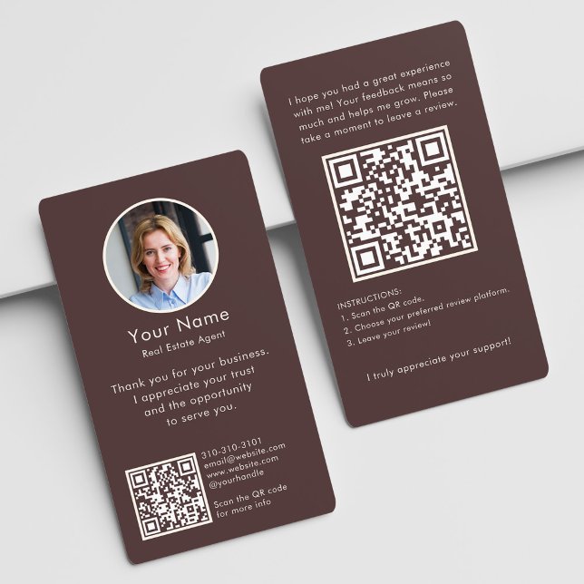 Modern Review Request with QR Code And Photo Boho Visitkort (Skapare uppladdad)