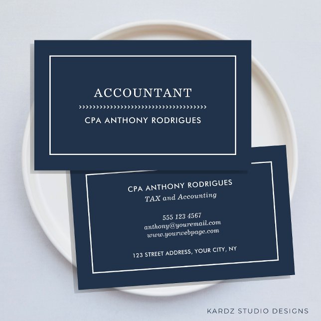 Modern revisor - blått Affärskort Visitkort (Accountant business cards shown in 3.5 x 2 inch. size, more sizes and colors are available.)