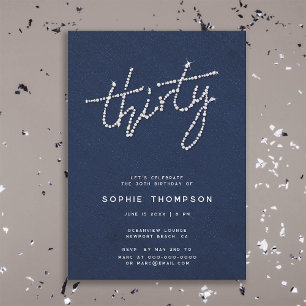 Modern Rhinestones Navy Blue Glam 30:e dagen Soire Inbjudningar