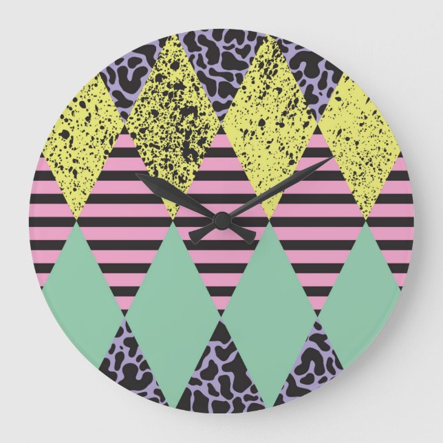 Modern Rhombus: Abstrakt Seamless Stil. Stor Klocka (Framsida)