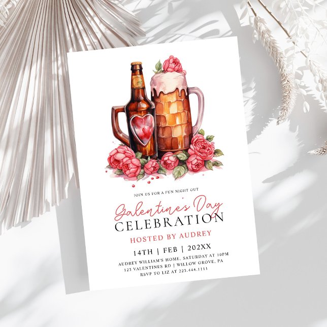 Modern Ro Beer Galentine's Day Party Inbjudningar (Skapare uppladdad)