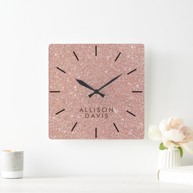 Modern ro Glitter Fyrkantig Klocka (Hem)