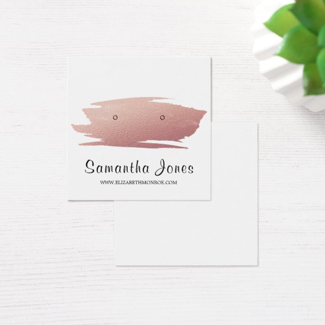 Modern Ro Gold Foil Brushstroke, judelry Visning Fyrkantigt Visitkort (Skivbord)