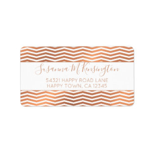 Modern Ro Gold Foil Chevron på White Adress Adressetikett